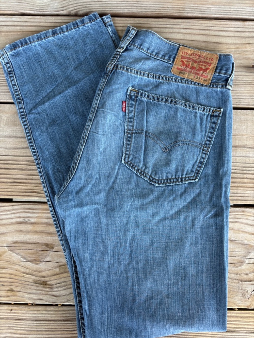 Levi's 505 Straight Leg Light Blue Denim Jeans 33X34